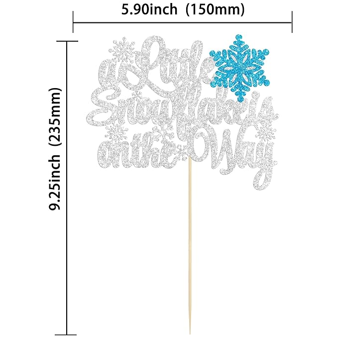 Gyufise 1 Pack A Little Snowflake is on the Way Cake Topper Glitter Winter Baby Shower Cake Topper Gender Reveal Cake Decorations for Winter Onederland Baby Shower Christmas Party Decoration