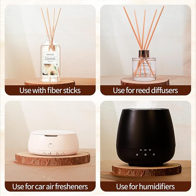 Coconut Reed Diffuser with 10 Fiber Sticks, 250ml Reed Diffusers for Home Essentials Bathroom,Last up to 60 Days
