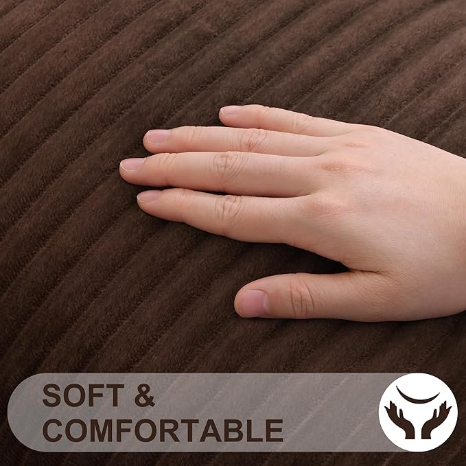 Simmore Decorative Christmas Throw Pillow Covers 24x24 Set of 2, Soft Natural Plush Flannel Double-Sided Fluffy Couch Pillow Covers for Sofa Living Room, Brown