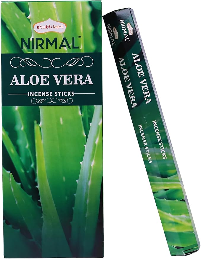 Shubhkart Nirmal Aloe Vera Incense Sticks, Pack of 6 (120 Sticks). Fresh, Clean & Soothing Scent. Perfect for Stress Relief, Relaxation, Yoga & Refreshing Home Fragrance