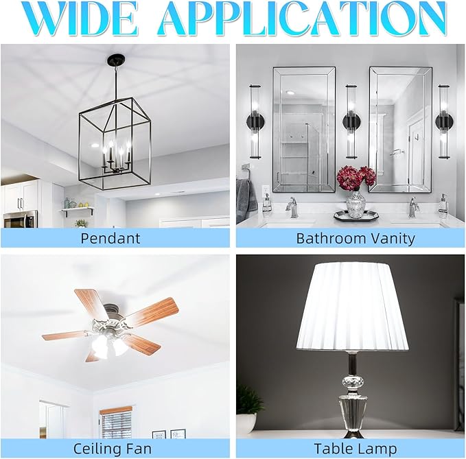 Candelabra Light Bulbs 40 watt Equivalent, Chandelier Light Bulb Non-Dimmable E12 LED Bulb, B10 LED Candle Bulb 5000K Daylight, 90+CRI, 400LM, Cear Glass, 24 Pack