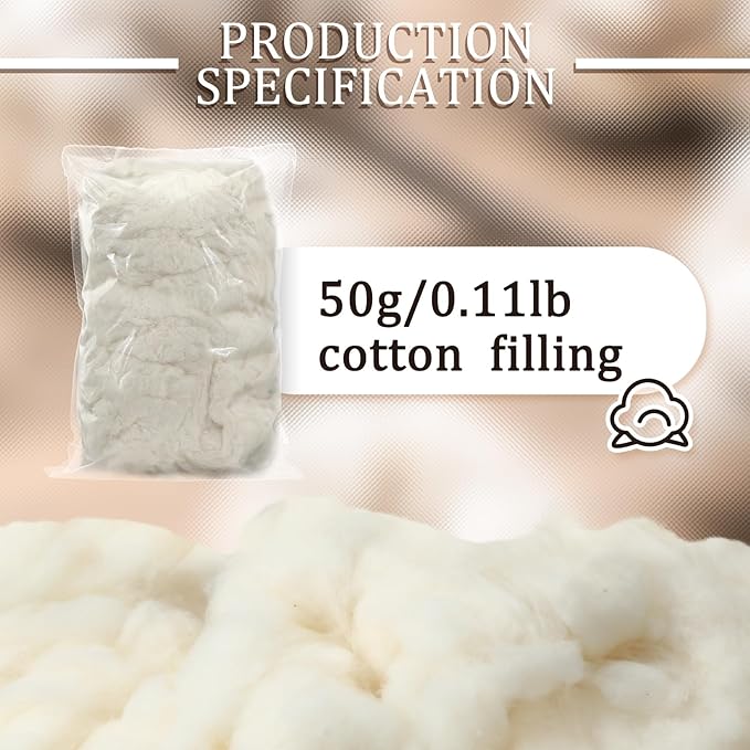 Wesnoy 50g/0.11lb Cotton Stuffing for Stuffed Animals Soft Pillow, Natural Cotton Fiber Filling Batting, for Toys, Cloud Decorations, and More