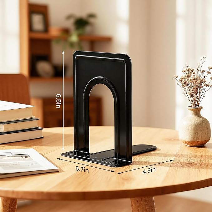 Happyhapi 14 Pair Book Ends for Shelves, 28 Pcs Metal Bookends Book Holder for Shelf, Heavy Book Stopper for Desk, Simple Library Office Home Bookend, 4.9 x 5.7 x 6.5 in, Black