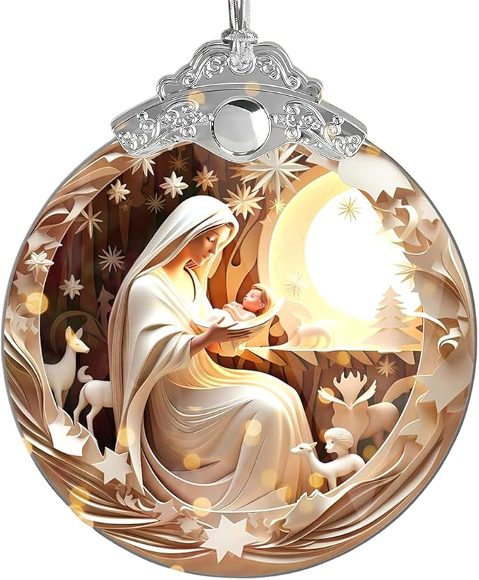 Nativity Christmas Ornament 2025, Religious Ornaments for Christmas Tree, Holy Family Ornament, Christian Ornaments, Mary and Baby Jesus Ornament, Faith-Based Holiday Decoration Gifts