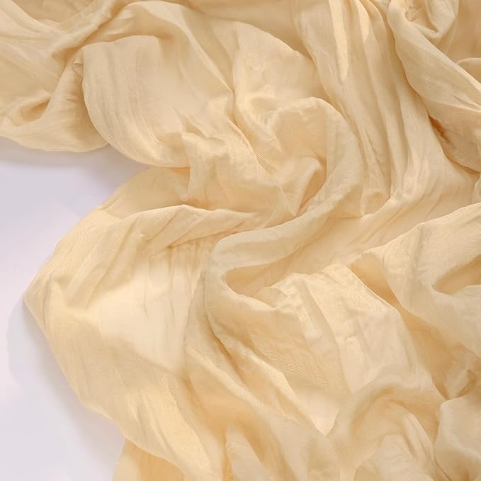 Socomi 6pcs Gold Champagne Cheesecloth Table Runner Valentine's Day Boho Rustic Gauze 120 inch 10FT Cheese Cloth Runner for Wedding Party Baby Shower Birthday Home Decor Holiday Decorations