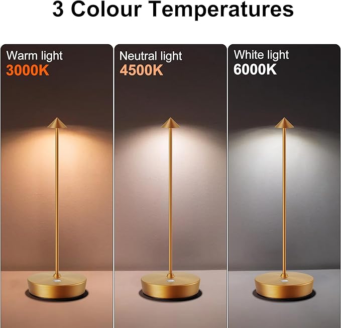 SAKRINGT 2 Pack Cordless Table Lamps Rechargeable, 6000mAh Battery Operated Waterproof Stepless Dimming Modern Portable LED Table Light for Restaurant Dining Patio Outdoor