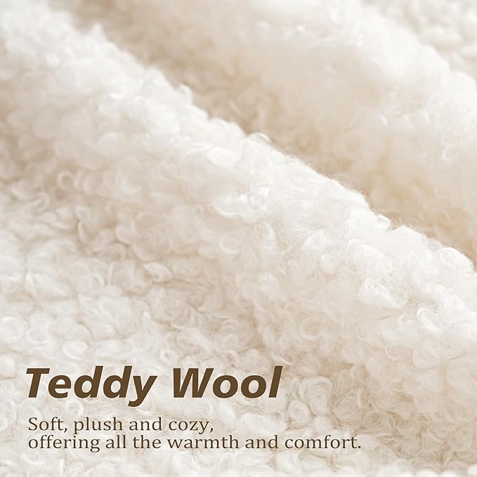 Foindtower 2 Pieces 16x16 Inch White, Faux Fur Throw Pillow Cover Accent Sherpa Pillow Fuzzy Soft Pillowcases Sheepskin Decorative Fleece Cushion Case for Bed Couch Living Room