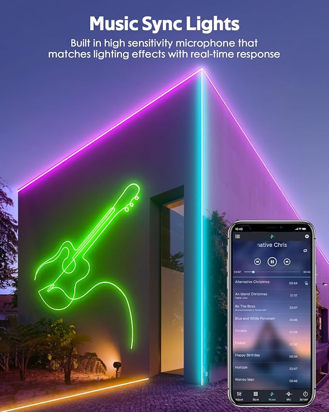 16.4FT 110V RGB COB LED Strip Light with Remote Smart Waterproof Outdoor RGB COB Neon Rope Light 576LEDs/M Color Changing Dimmable LED Light Strip AC 110V~130V for Bedroom Home Commercial Lighting