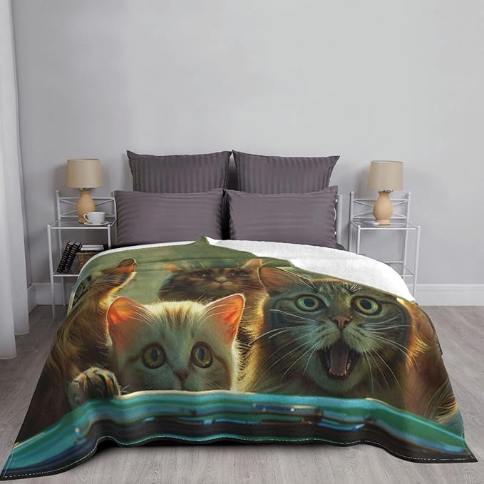 Cat Throw Blanket Cute Cats Decor Blanket Super Cozy Plush Lightweight Soft Plush Flannel Fleece Blanket Gifts for Cat Lover Girls Boys Kids Women Men Teenager for Sofa Bed Couch 50"X40"