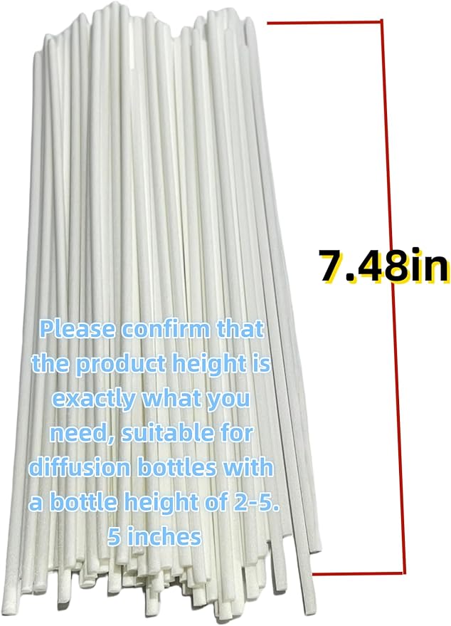 100 PCS White Reed Fiber Diffuser Sticks,Diameter 3.5mm, Length 190mm (7.48 inches), Suitable for Various Essential Oils and Perfume, Lasting, Stable and Diffusing Fragrance