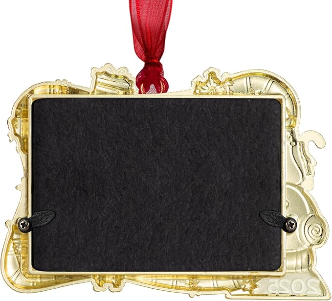 2025 Christmas Tree Ornament Picture Frame Ornament Made of Zinc Alloy Glitter Powder Pendant 3x2 Picture Frame for Pet, Baby Holiday Keepsake Gift (Snowman Snowflake, Golden)