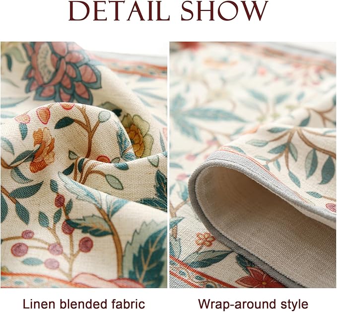 bilingaier Floral Cloth Small Runner for Table,Decorative Linen 102 Inches Long Table Runners,Farmhouse Decor Tabletop for Kitchen,Dining,Party,Home,Christmas,12"*102"