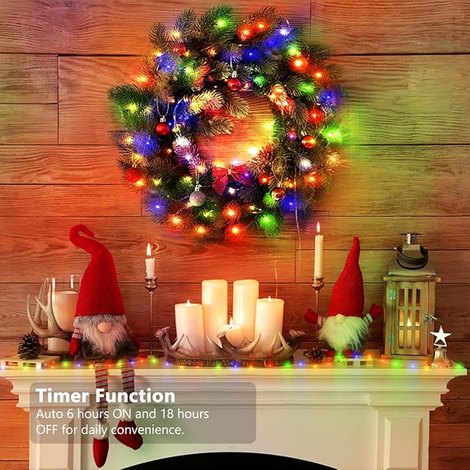 16.5ft Battery Operated String Lights (4 Pack), 50 LED Fairy String Lights Battery Powered with Remote & Timer for Indoor Outdoor Christmas Trees Wreath Decoration Bedroom Patio - Multicolor