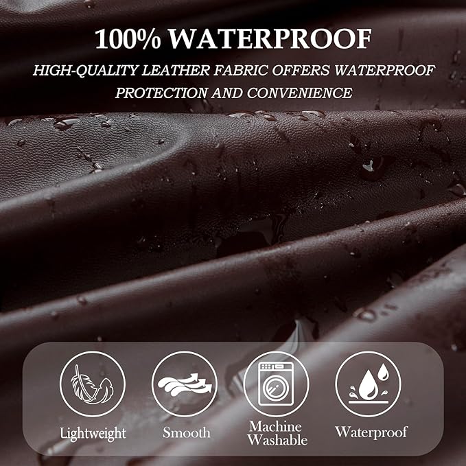 Waterproof PU Leather Seat Covers for Dining Room Chairs Set of 4, Stretch Dining Chair Slipcovers, Kitchen Chair Seat Covers, Non-Slip & Washable (Brown)
