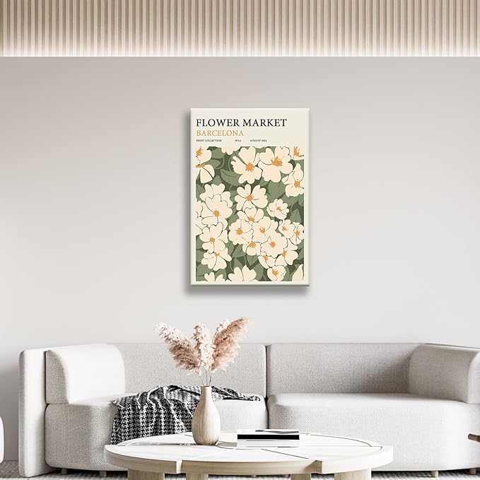 Zzuyi Flower Market poster Decor Green And White Fresh Art poster Canvas poster for Living Room, Bed Room, Office Home Decoration Gift- 16X24 In Unframed