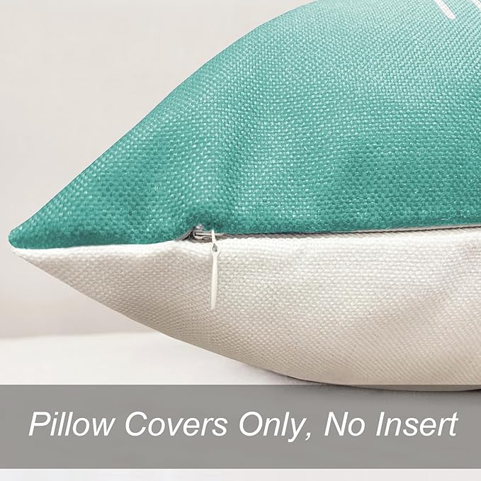 Decorative Throw Pillow Covers Set of 4 Teal Pillow Covers 20x20 inch Throw Pillow Cases Linen Square Pillow Case,Farmhouse Outdoor Modern Boho Pillow Covers for Couch Sofa Living Room