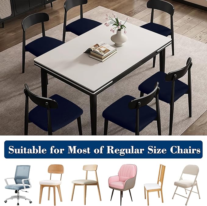 Dining Chair Seat Covers, Washable Dining Room Chair Seat Covers Set of 8, Removable Kitchen Seat Covers Chair Covers for Dining Chairs