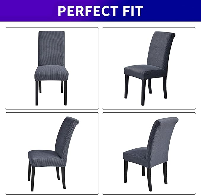 Howhic Stretch Chair Covers for Dining Room Set of 8, Removable Washable Dining Room Chair Covers, Dining Chair Slipcovers Seat Protector, Great Decor for Home and Banquet (Gray, 8 Pack)
