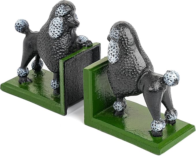 Sungmor Cast Iron Heavy Duty Bookends, 2PC Lovely Animal Dog Statues Book End for Shelves, Solid Heavy Weight Decorative Bookends for Bookshelf Decor, Door Stoppers Book Holders for Home Office Shelf