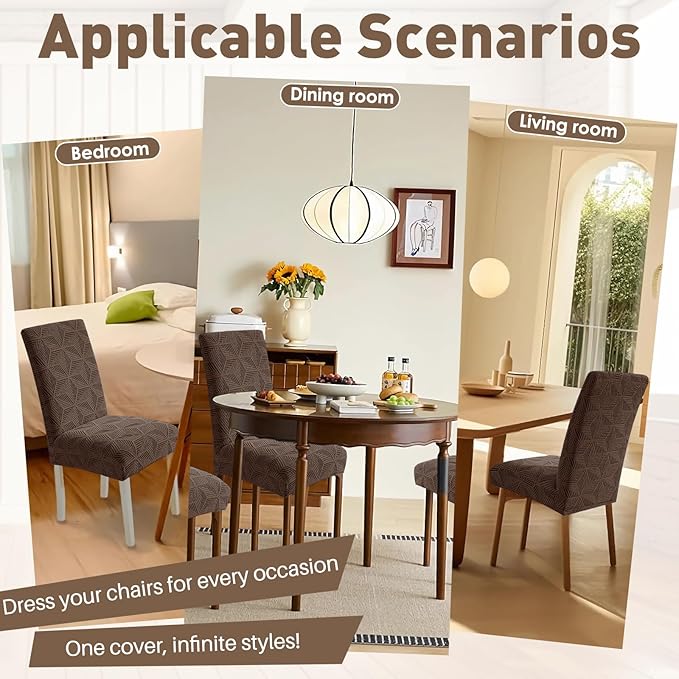 YEMYHOM Dining Chair Covers Set of 2, Stretch Dining Room Parsons Chair Slipcover, Removable Washable Furniture Protector for Home, Kitchen, Banquet (Brown)