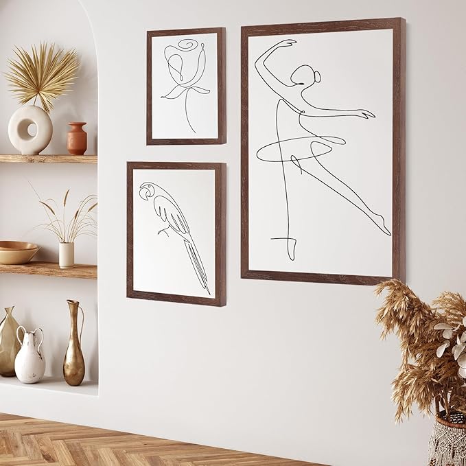 puthiac 18x24 Walnut Oak Wood Frames -18"x24" Poster Frames for Wall, 18x24 Picture Frames for Wall, 18 x 24 Picture Frames, 18 x 24 Frames for Wall (1 Pack, Walnut)