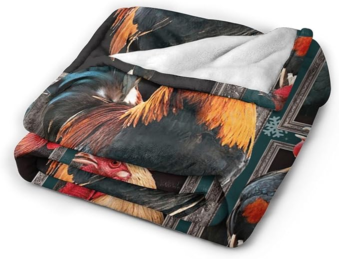 Tijuboni Rooster Chicken Throw Blanket Rooster Gifts for Girls Boys Women Men Kids Adults Soft Flannel Fleece Blanket for Couch Sofa Bed Home Decor 60"x80"