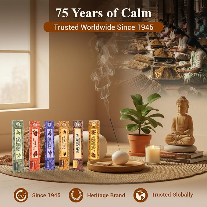 Tulasi Nag Champa Incense Sticks Assorted/Variety Pack – 180 Hand Rolled Sticks, 12 Natural Scents | Sandalwood, Lavender, Vanilla, White Sage | Meditation & Yoga Aromatherapy