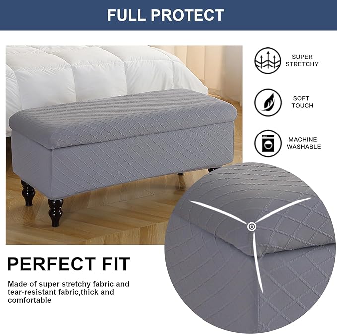 FUANGUI Ottoman Cover Stretch Storage Ottoman Bench Slipcover Printed Folding Storage Bench Ottoman Cover Footrest Stool Slipcover Footstool Protector Cover with Elastic Bottom, Large