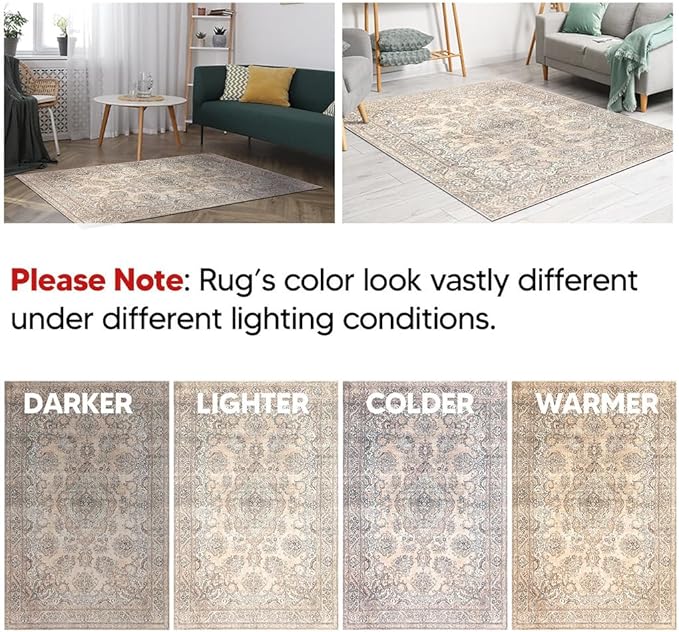 Keen Home Design 2x12 Rug - Machine Washable Runner Rug with Non-Slip Backing, Ideal for Hallway, Entryway, Kitchen, Laundry Room - Vintage, Easy Clean, Durable, Low Pile - (2'6" x 12')
