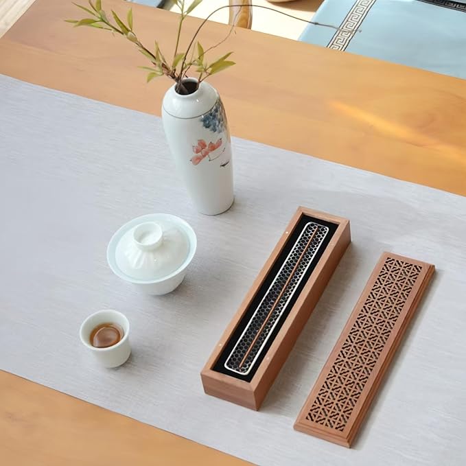 Incense Holder Burner,Coffin Incense Storage Box Holder for Sticks, Wooden Incense-Stick Holder & Ash Catcher for Meditation/Yoga Room/Bedroom/studyroom/Office (Incense Holder with Storage)