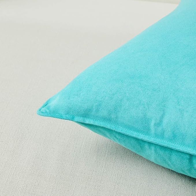 Fancy Homi 2 Packs Premium Faux Suede Decorative Throw Pillow Covers, Super Soft Square Pillow Case,Solid Cushion Cover for Couch/Sofa/Bedroom (22" x 22", Set of 2, Turquoise)