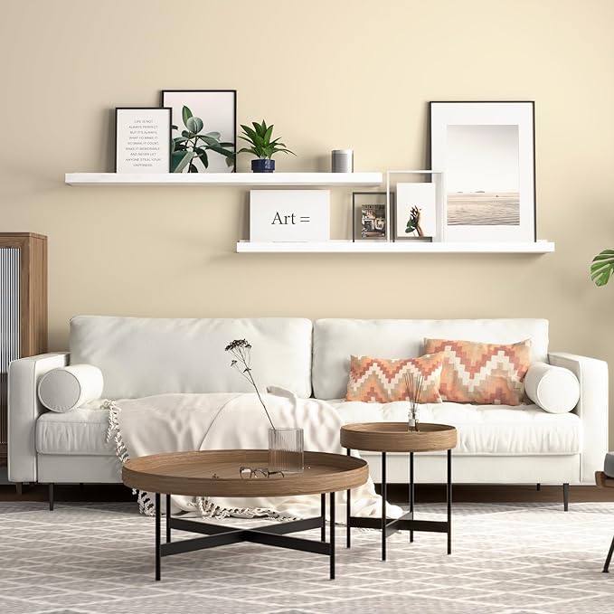 36 Inches Long Floating Shelves Wall Mounted,2 Set Modern White Shelf for Bedroom,Nursery Book with Lip,Picture Ledge Decor Living Room Bathroom Kitchen-White,35.4 In