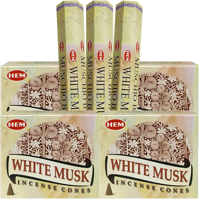 TRUMIRI White Musk Incense Sticks and Cone Incense Holder Variety Pack Bundle