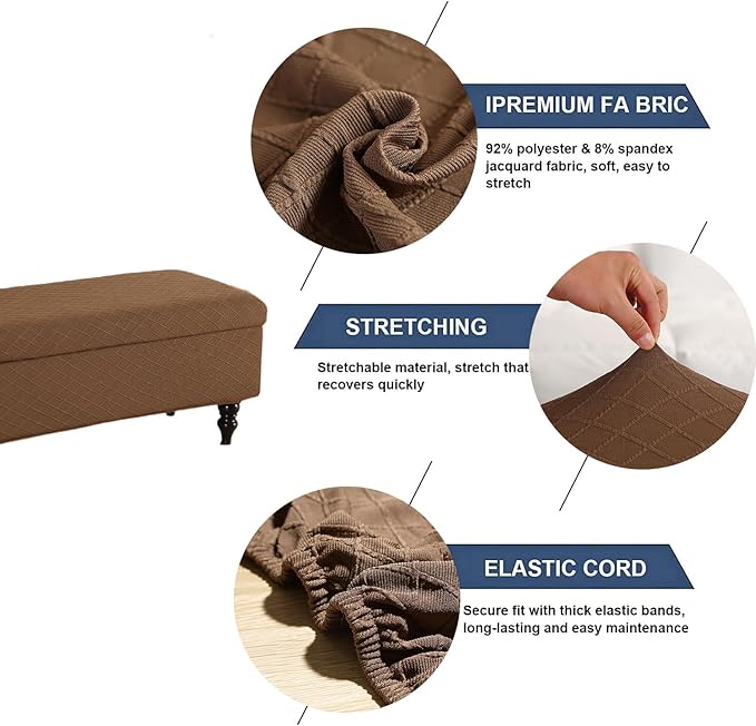 FUANGUI Ottoman Cover Stretch Storage Ottoman Bench Slipcover Printed Folding Storage Bench Ottoman Cover Footrest Stool Slipcover Footstool Protector Cover with Elastic Bottom, Large
