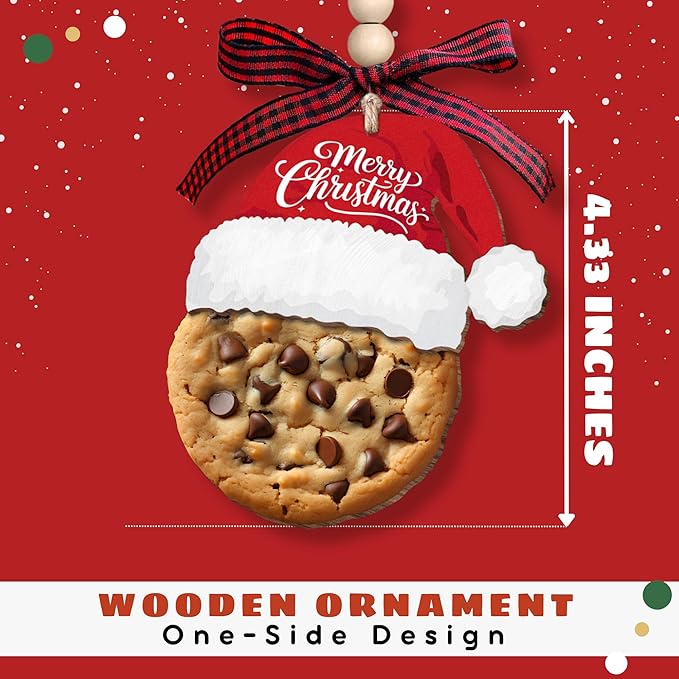 Chocolate Chip Cookies Ornament - Food Ornaments for Christmas Tree, Dessert Baking Ornaments - Food Dessert Cookie Gifts for Baking Lover, Baker - Wood Ornament
