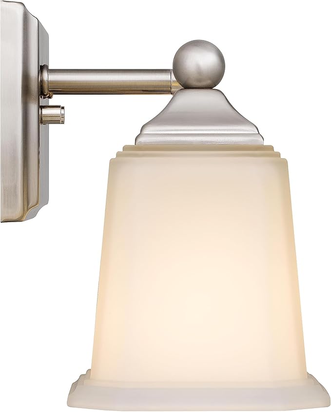 Nox Vintage 3-Light Vanity Light Modern Wall Sconce Lighting Brushed Nickel with White Glass Shade for Bathroom, Hallway, Entryway, Kitchen, Mirror, Laundry Room