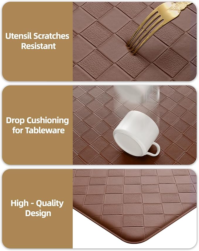 Color&Geometry Anti Fatigue Cushioned Kitchen Floor Mats,17"X71",Long Runner Rug Non Slip Waterproof,Memory Foam Padded Standing Mat for Front Sink,Brown
