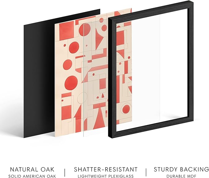 HAUS AND HUES Red Geometric Art Print with Black Oak Frame 16x20