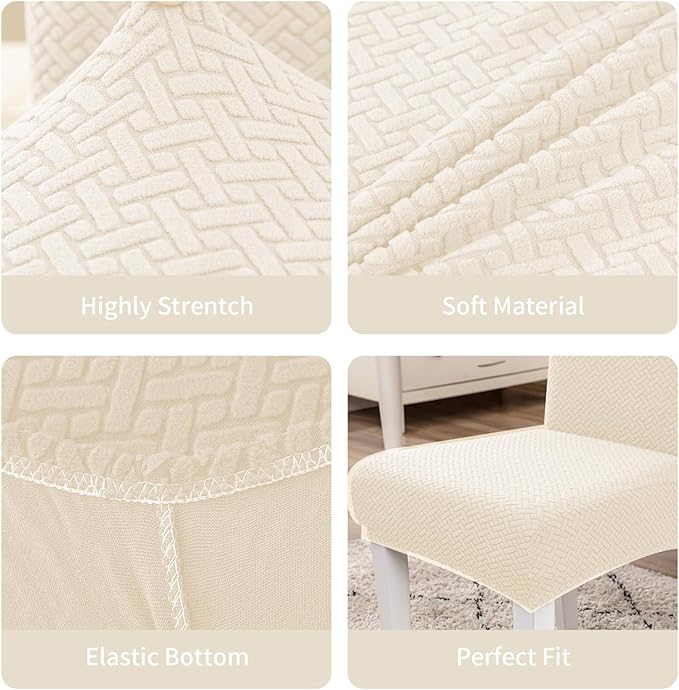Parsons Dining Chair Cover, Detachable Sofa Chair Cover, Retractable Chair Cover (2, Apricot)