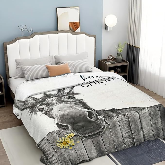 Tijuboni Funny Donkey Throw Blanket Donkey Gifts for Girls Boys Women Men Kids Adults Soft Flannel Fleece Blanket for Couch Sofa Bed Home Decor 60"x80"