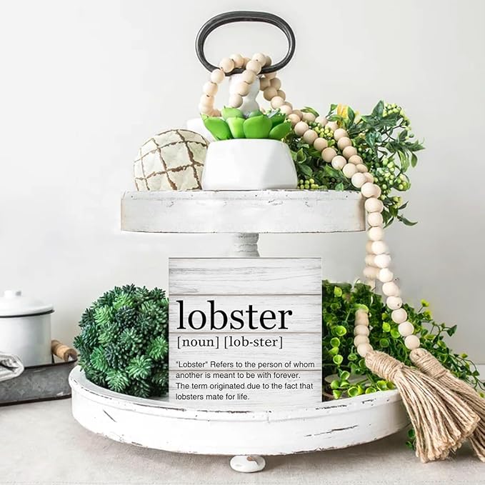 Lobster Definition Decor Lobster Definition Wooden Box Sign Rustic Desk Decorative Wooden Sign Home Decor for Desk Table Shelf 5 x 5 Inches
