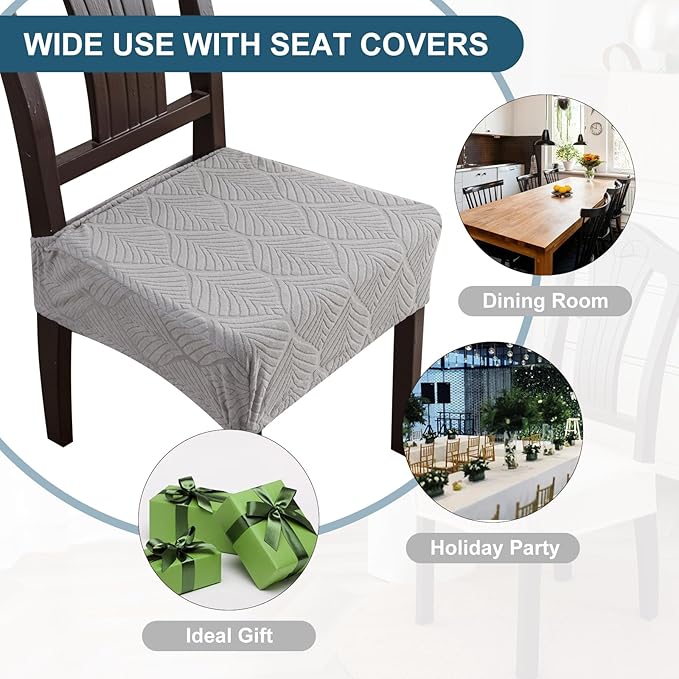 Waterproof Stretch Seat Covers,Dining Room Chair for 4 Set Removable Washable Chair Slipcover Protectors,No Rear Covers,Light Grey