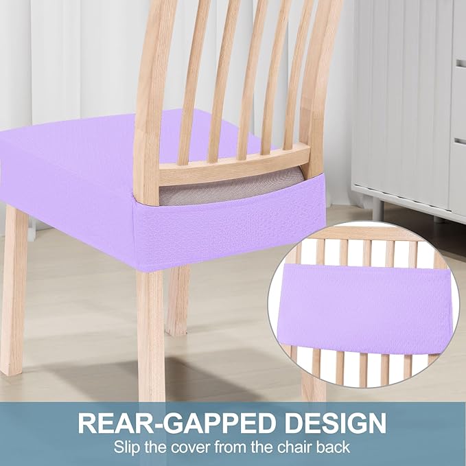 Smiry Stretch Jacquard Seat Covers for Dining Room Chairs Set of 4, Removable Washable Chair Seat Protector Slipcovers, No Rear Covers, Lavender