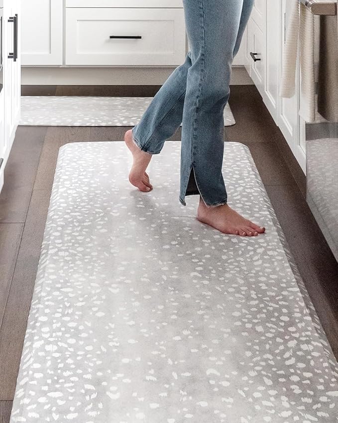 House of Noa Nama Standing Mat – Anti-Fatigue Cushioned Kitchen Mats for Floor | Ergonomic Bounce-Back Foam Kitchen Mats | Anti-Fatigue Mats for Kitchen & Standing | Fawn Silver | 22" x 36"