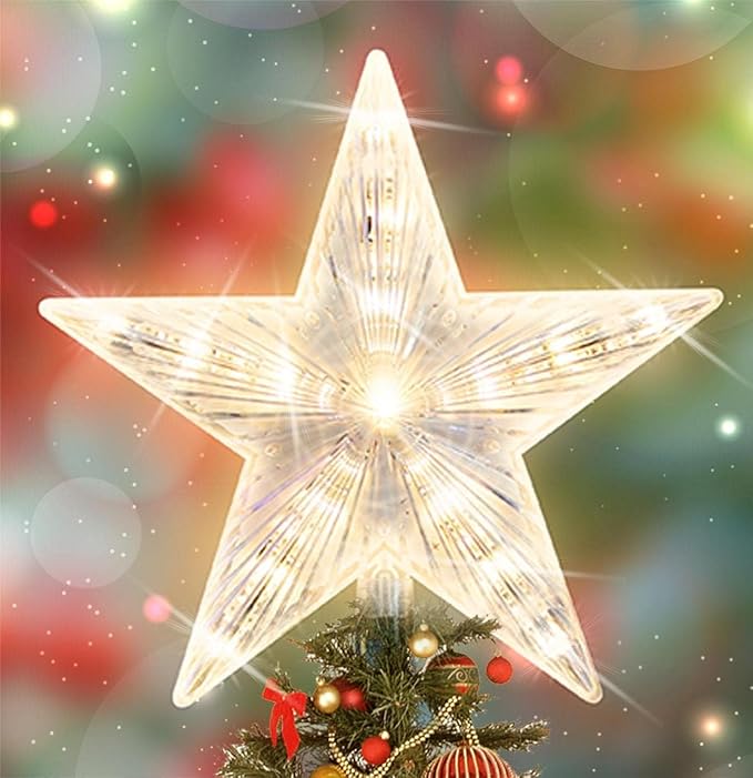 8" 31LED,Tree Topper Star Christmas Tree Decor for General Size Xmas Tree,Warm White
