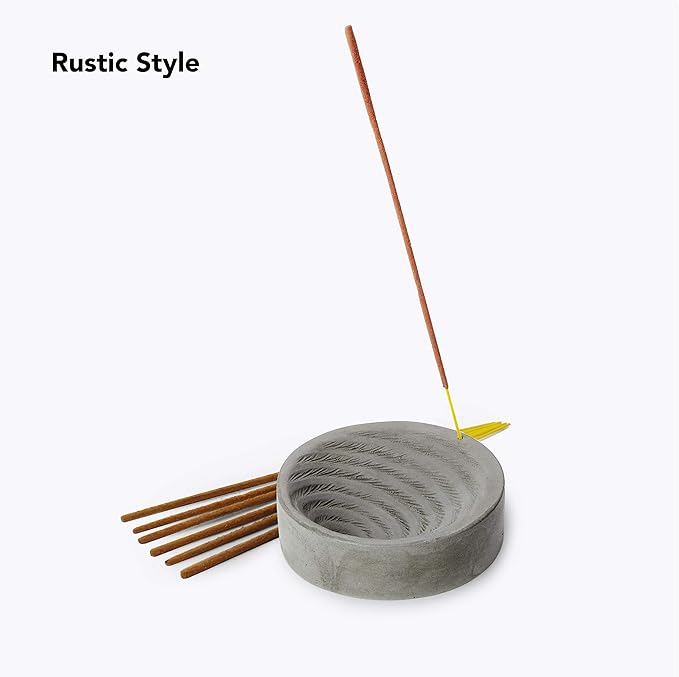 Gray Cement Spiral Incense Holder - Modern Minimalist Upright Standard Size Incense Burner - Incense Sticks Not Included