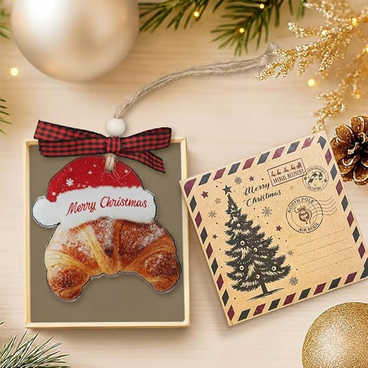 Croissant Ornament - Croissant Christmas Ornament - Paris France French Breakfast Ornaments for Christmas Tree - Croissant Gift for Food Lover, Paris Lover, Baker - Hanging Acrylic Food Ornaments 2025