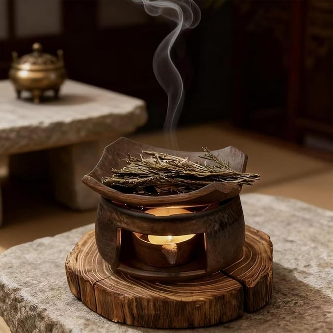 Ceramic Aromatherapy Burner, Ceramic Aromatherapy Stove Natural Oil Fragrance Diffuser, Tea Light Candle Holders Teapot Warmer, Zen Incense Burner Kit for Home Office