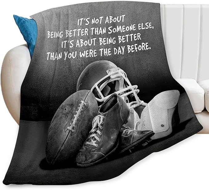 Tijuboni Football Sports Throw Blanket Rugby Gifts for Men Boys Women Girls Kids Adults Soft Flannel Fleece Blanket for Couch Sofa Bed Home Decor 60"x80"