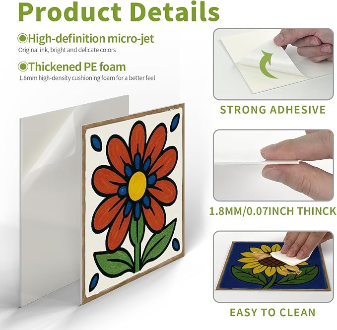 24Pcs Peel and Stick Backsplash Tile Stickers 5.9x5.9 Inch, Waterproof Removable Self-Adhesive Wall Decals for Kitchen, Bathroom